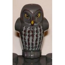 Part 92084pb02 Dark Bluish Gray Owl Small, Angular Features with Yellow Eyes and Light Bluish Gray Vertical Chest Feathers Pattern